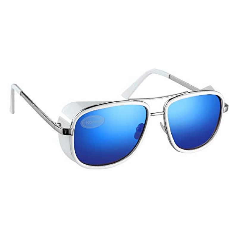 White Goggle Style Frame Flight Style Sunglasses